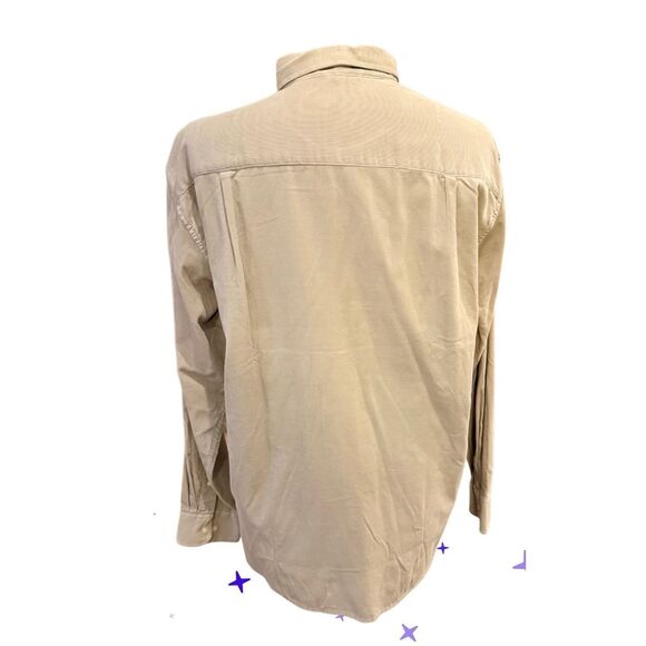 IZOD 21 Whale Corduroy Men’s Button Down Shirt Large Tan Weekend - Picture 4 of 9
